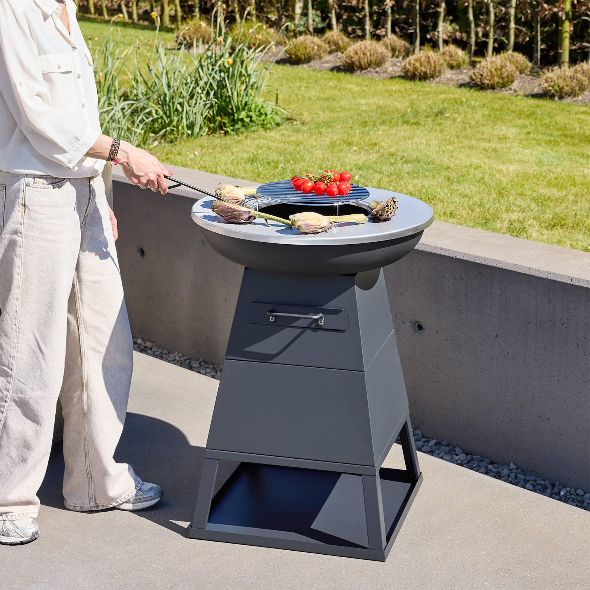 Brasero barbacoa  con espacio de almacenamiento,  Ø59cm, Negro 4/5