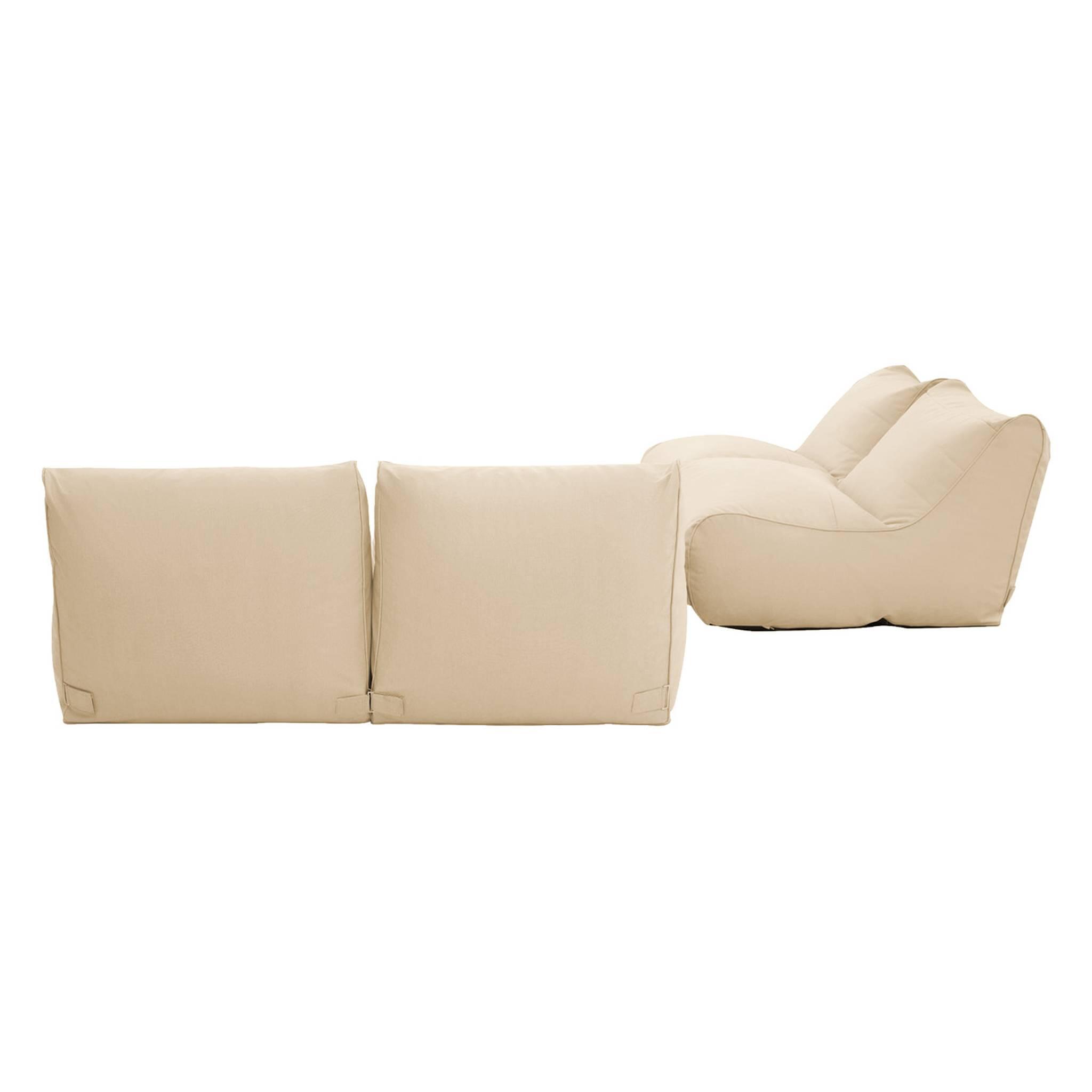 Puff de exterior en olefina, set de 4, Beige 3/5