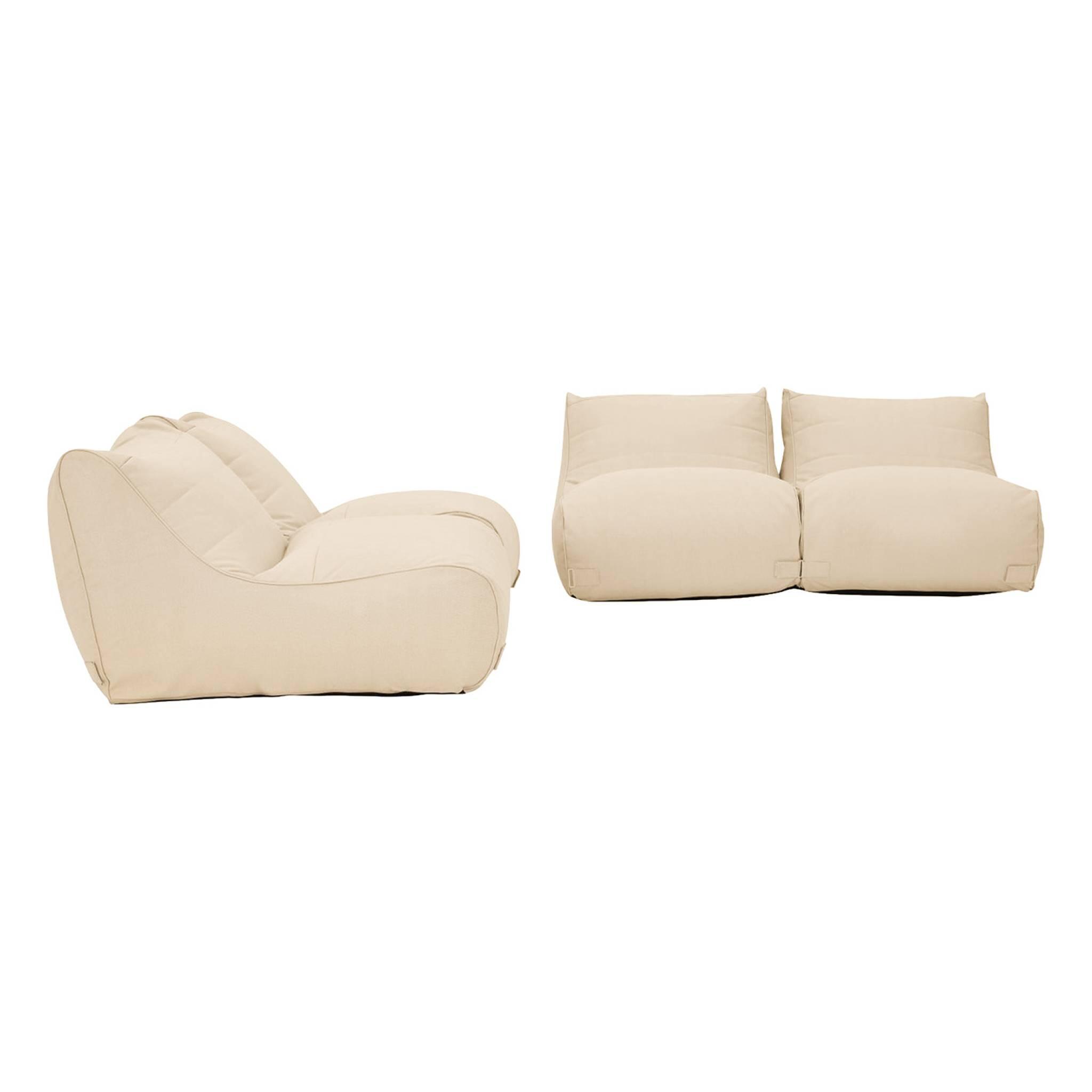 Puff de exterior en olefina, set de 4, Beige 2/5