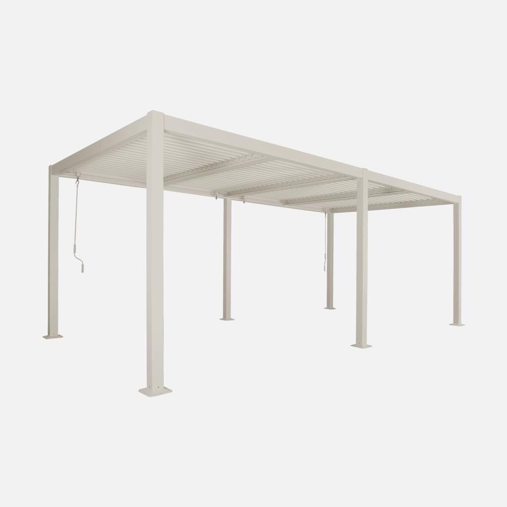 Pérgola bioclimática 3x6m de aluminio y acero con lamas orientables, Beige 1/5