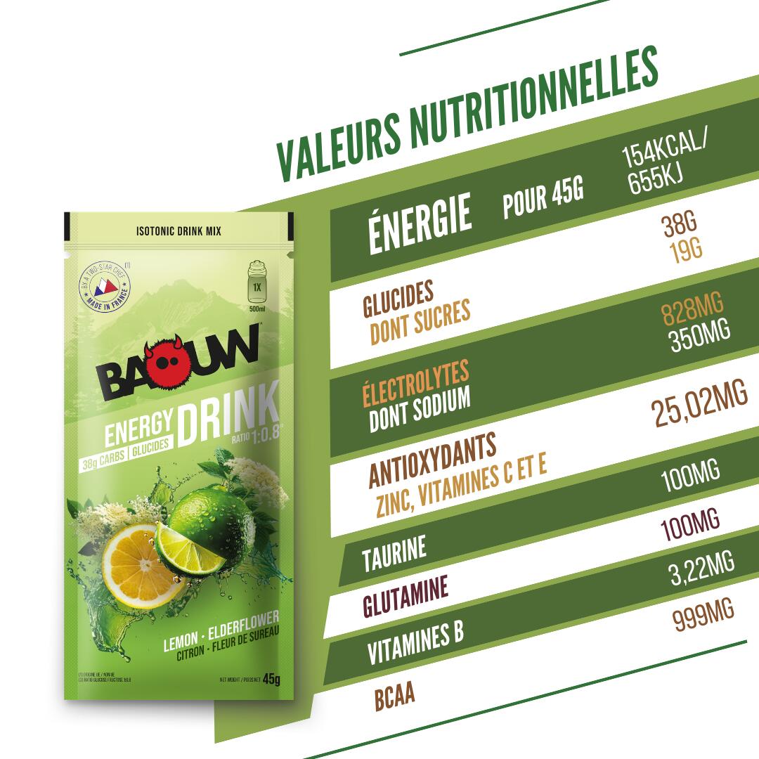 Lemon & Elderflower Energy Drink. 45g sachet. 6/6