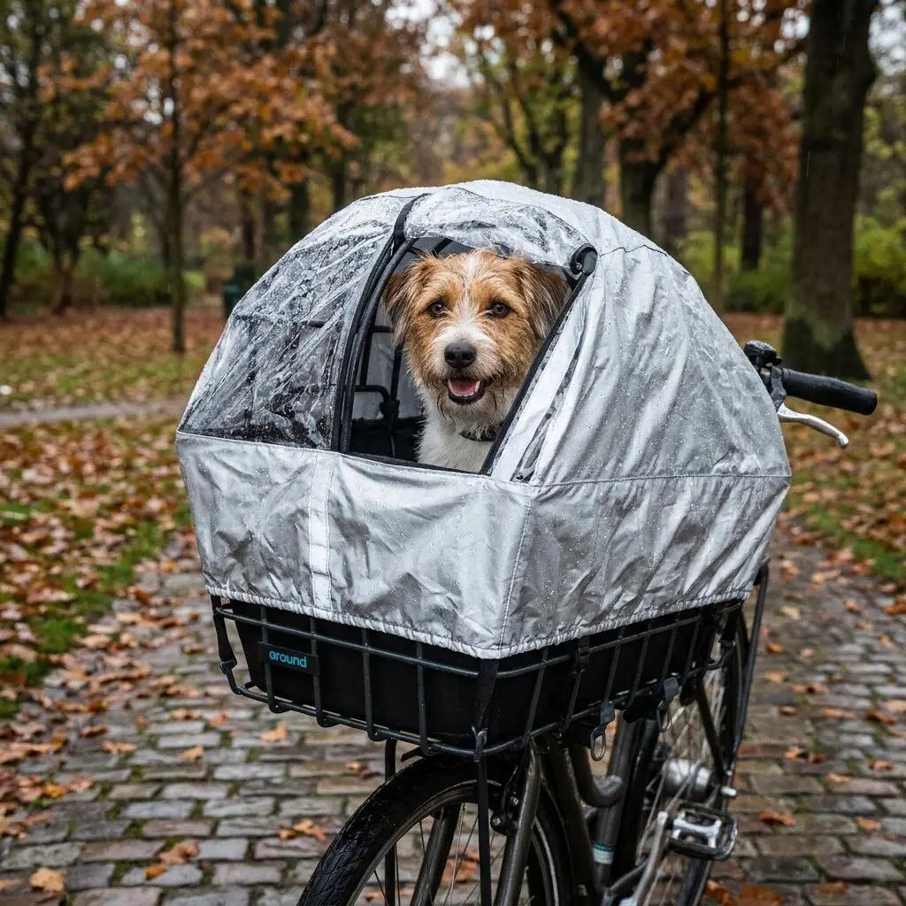 Around Regenhaube Hundefahrradkorb Luna für Vorderradkorb, wasserabweisend, i... 2/3