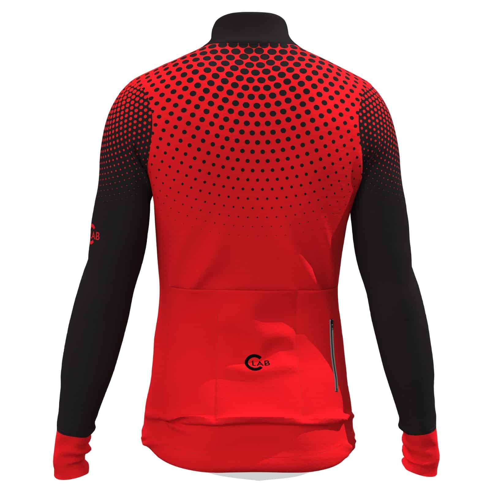 Maillot de Cyclisme Hiver Manches Longues ORDINO Dot Rouge/Noir 3/7