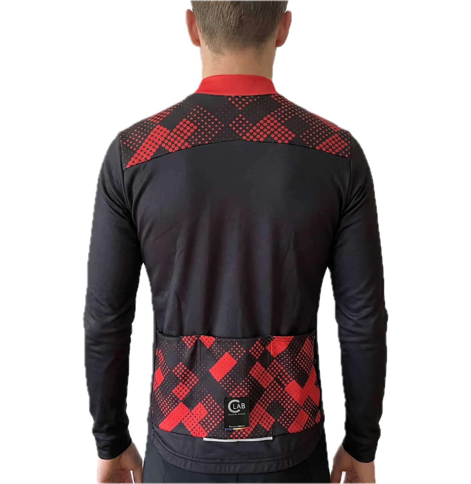 Maillot de Cyclisme Hiver Manches Longues ORDINO Noir/Rouge 3/7