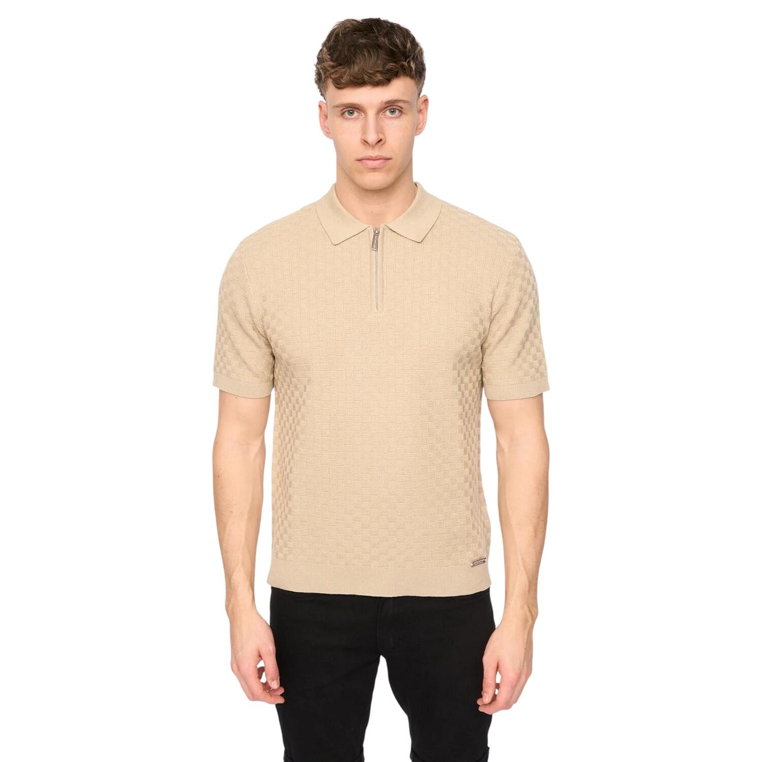 Duck and Cover Mens Danvers Knitted Quarter Zip Polo Shirt