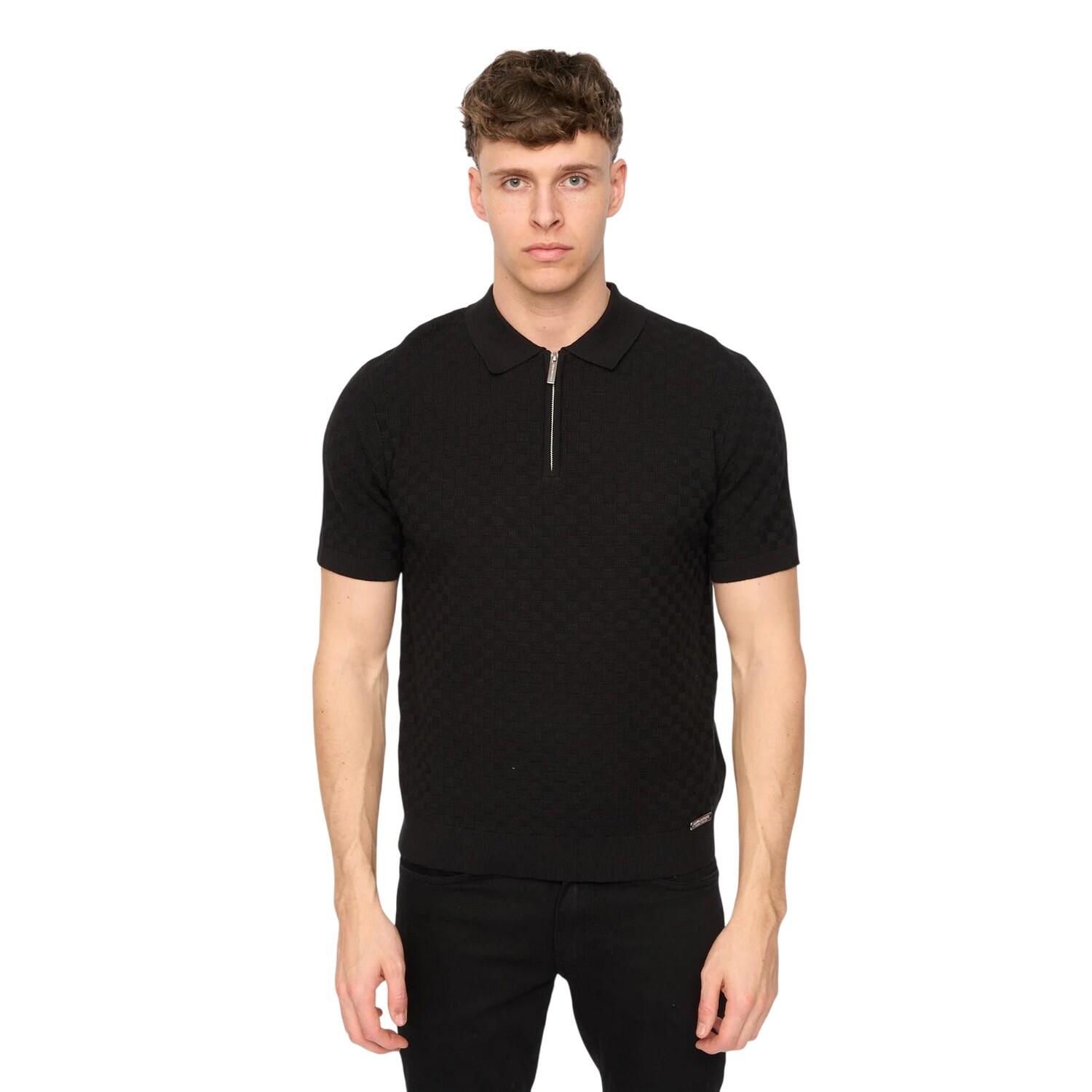 Duck and Cover Mens Danvers Knitted Quarter Zip Polo Shirt