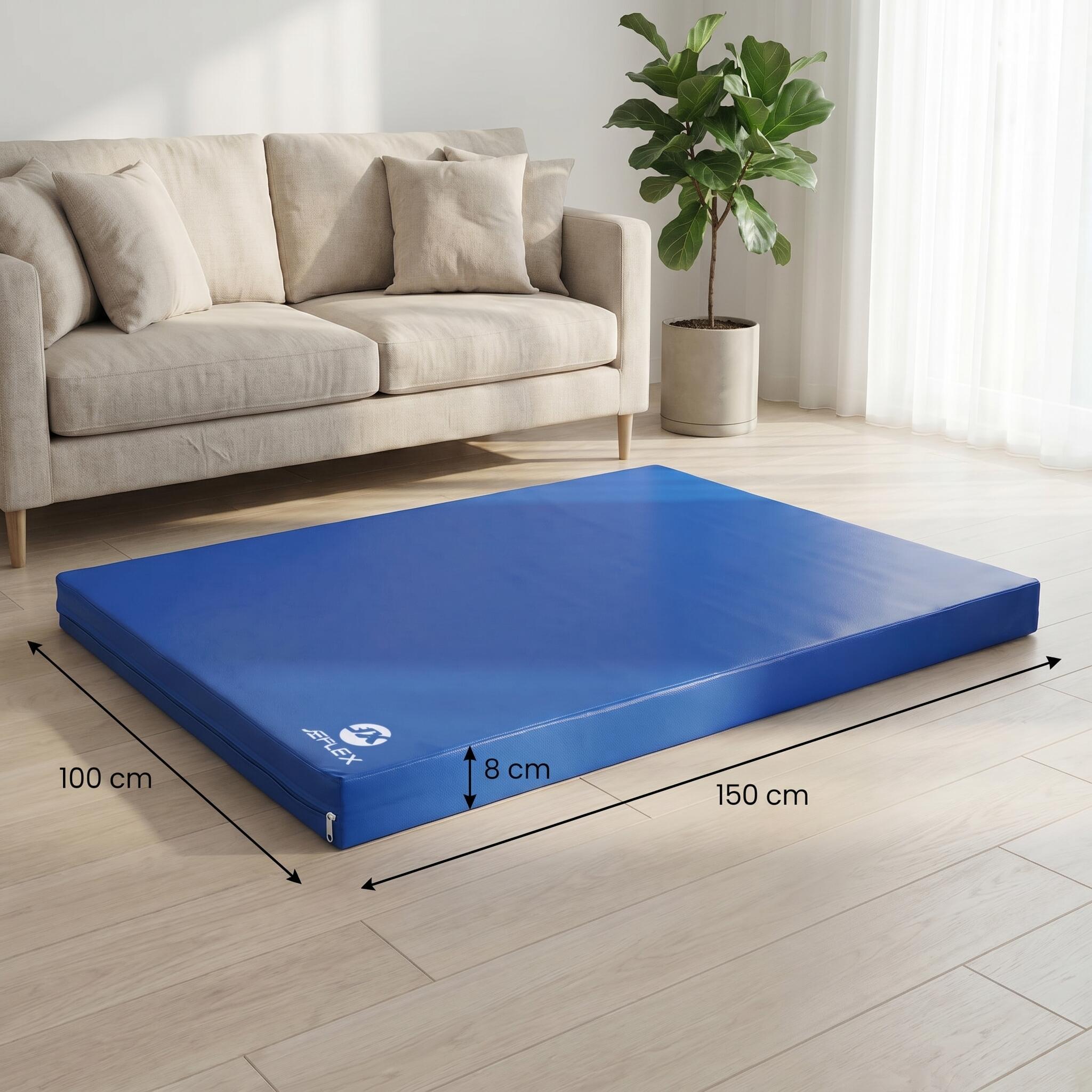 Tapete desportivo 150 x 100 x 8 cm Fitness azul, tapete de espuma Jeflex 5/7