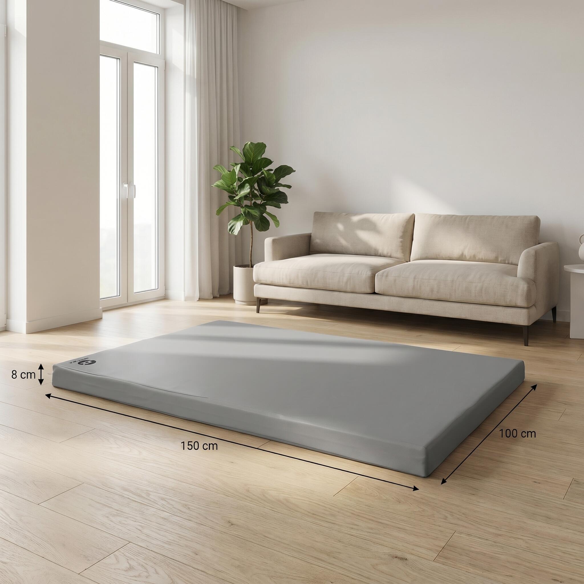 Tapete desportivo 150 x 100 x 8 cm Fitness cinza, tapete de espuma Jeflex 2/5