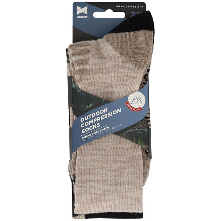 Xtreme Outdoor Sokken Compressie 2-pack Multi Beige 4/5
