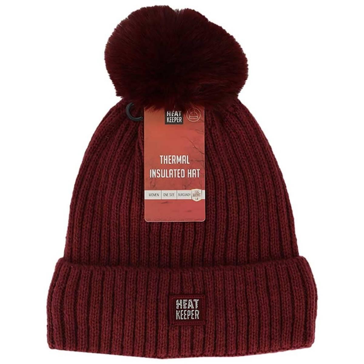Gorro térmico con pompón Heatkeeper para mujer en beige jaspeado 3/3
