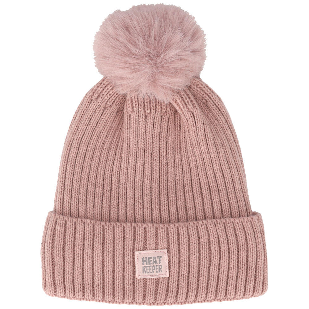 Bonnet thermique avec pompon dames Rose 2/4