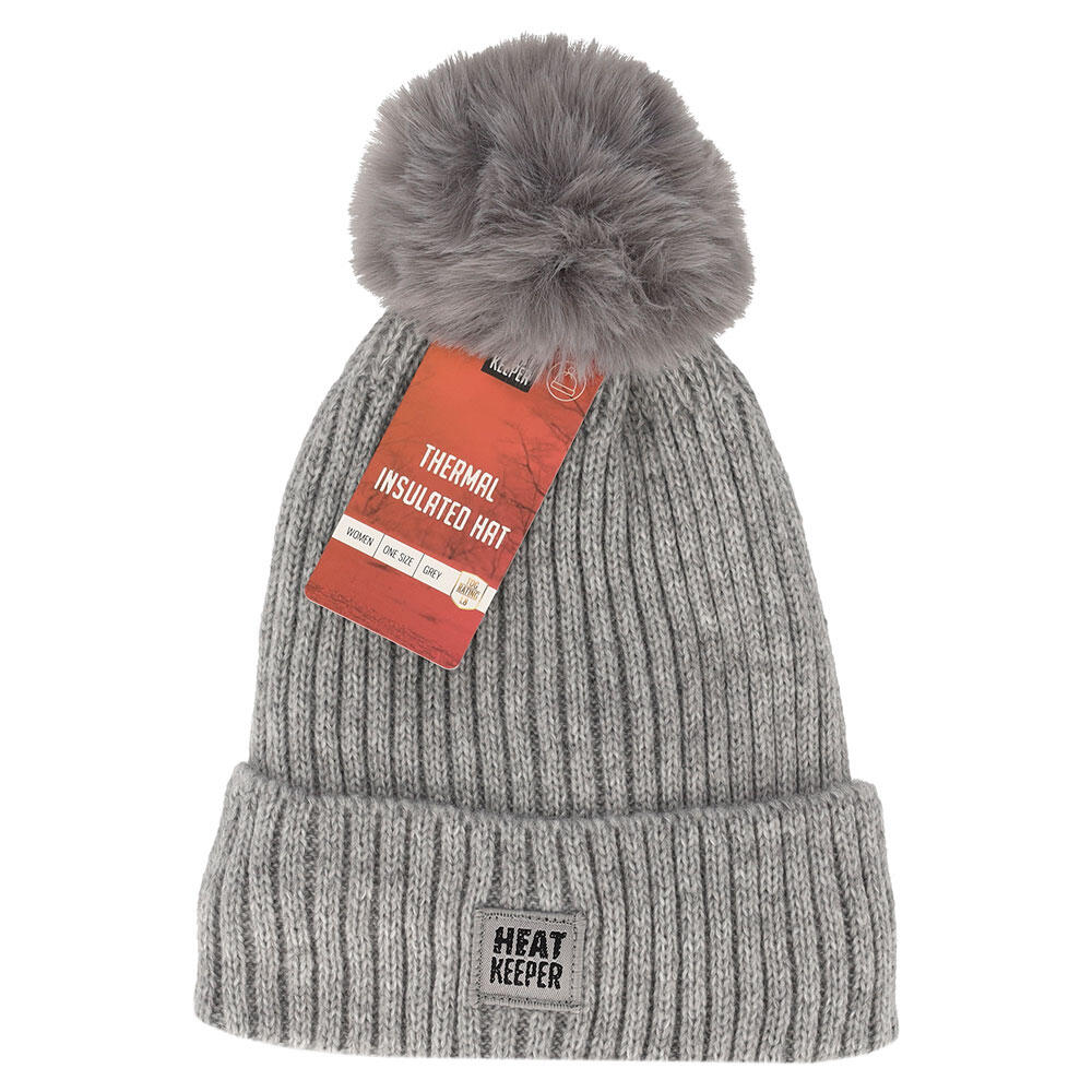 Bonnet thermique avec pompon dames Gris 4/4