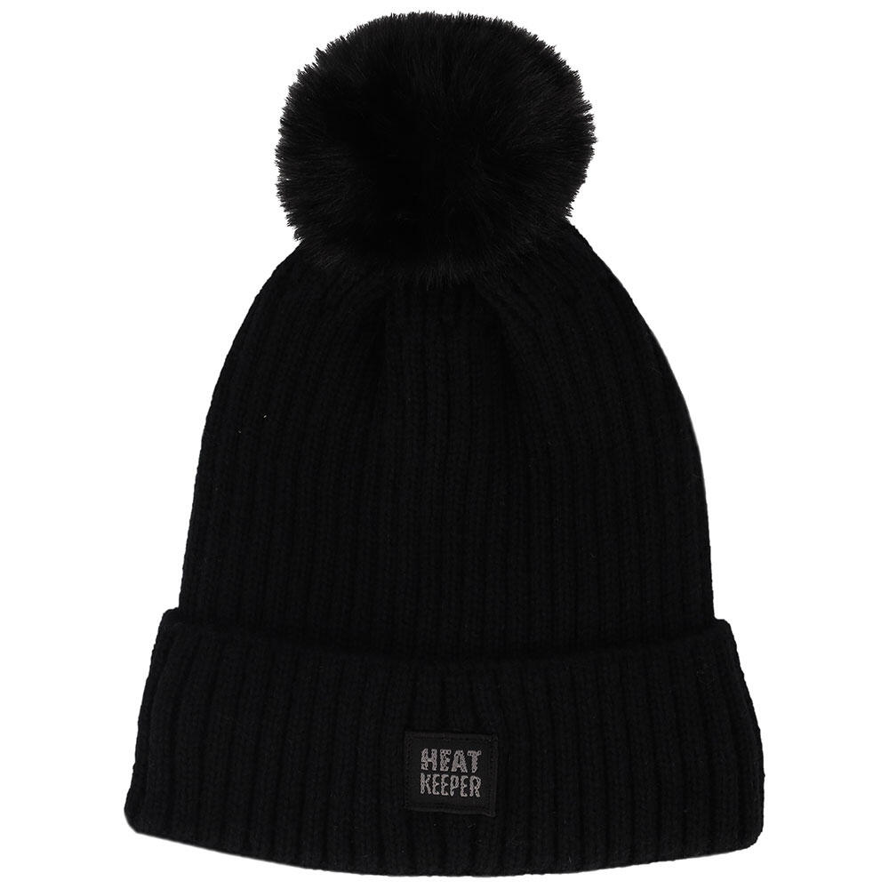 Bonnet thermique avec pompon dames Noir 2/4