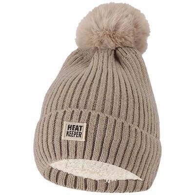 Heatkeeper thermo muts met pompon dames beige melange