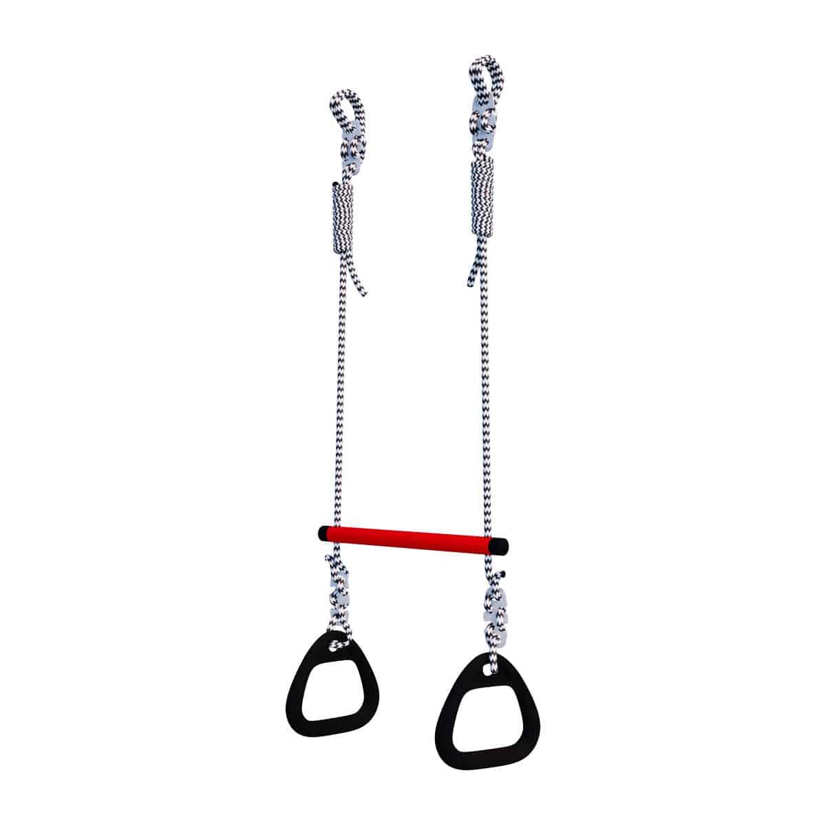 MAŁPISZON Děti gymnastika Montessori gymnastické kruhy s hrazdou 150 cm černo-červené