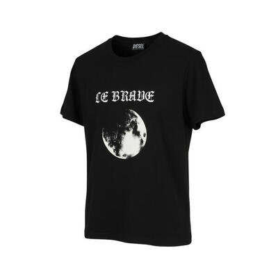 Diesel t-iny-b1men t-shirt zwart, katoen, korte mouwen, ronde hals