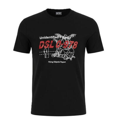 Diesel T-Diegos-B82 T-shirt homme noir col rond manches courtes