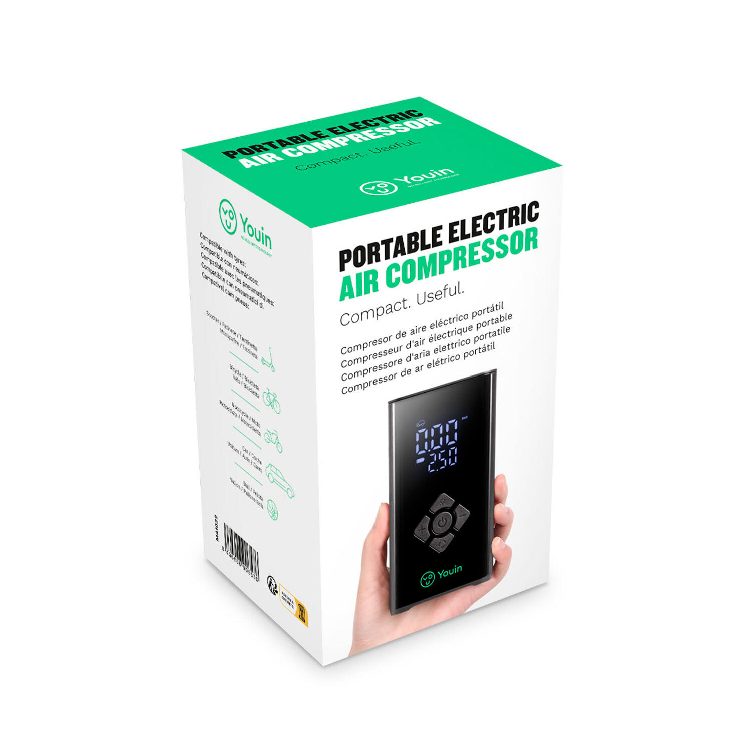 Compressor/Inflador de Ar Elétrico Portátil Youin MA1022 2000mAh USB C 6/6