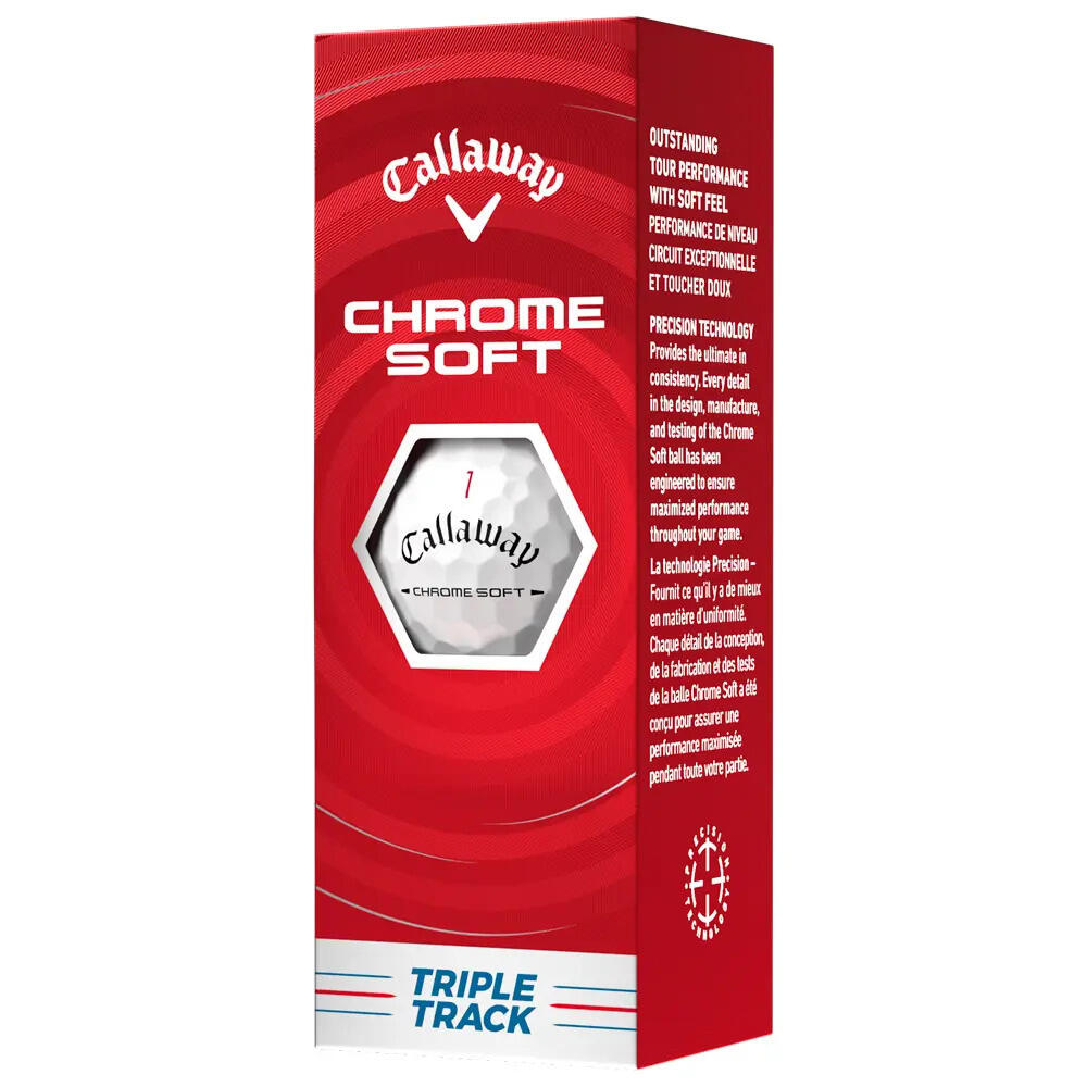 Caixa com 12 bolas de golfe brancas Callaway cromadas macias triplas 2/4