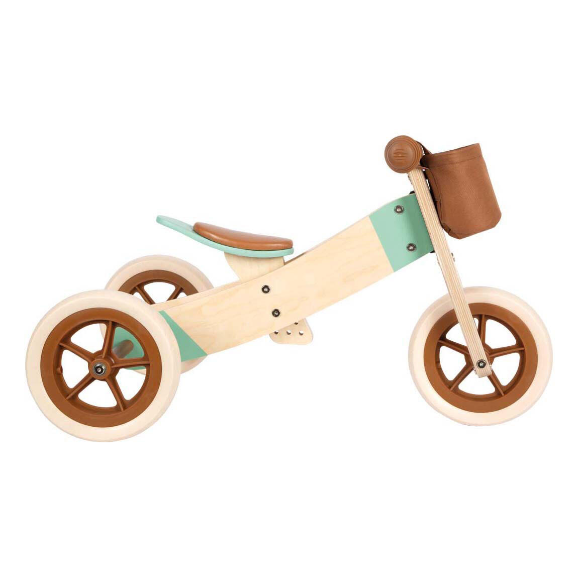 Tricycle en bois caramel marron pour enfants 2/3