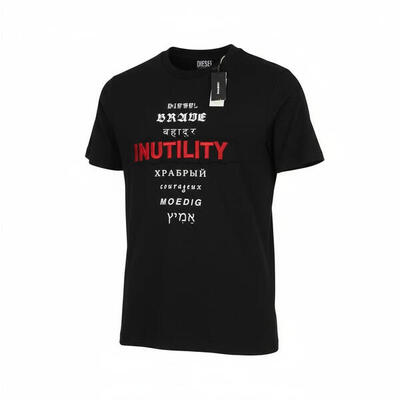 Diesel t-diegos-b6 heren t-shirt zwart, korte mouw, elastisch tricot
