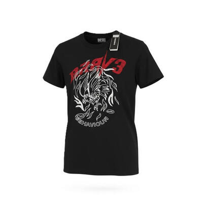 Diesel t-sily-b2 heren t-shirt - zwart, katoen, ronde hals, maat s