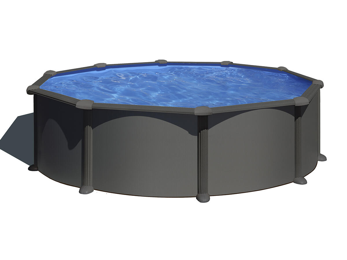 Erhöhtes Rundes Schwimmbecken Gre Anthrazit 132 cm Langlebig 460x132 2/7