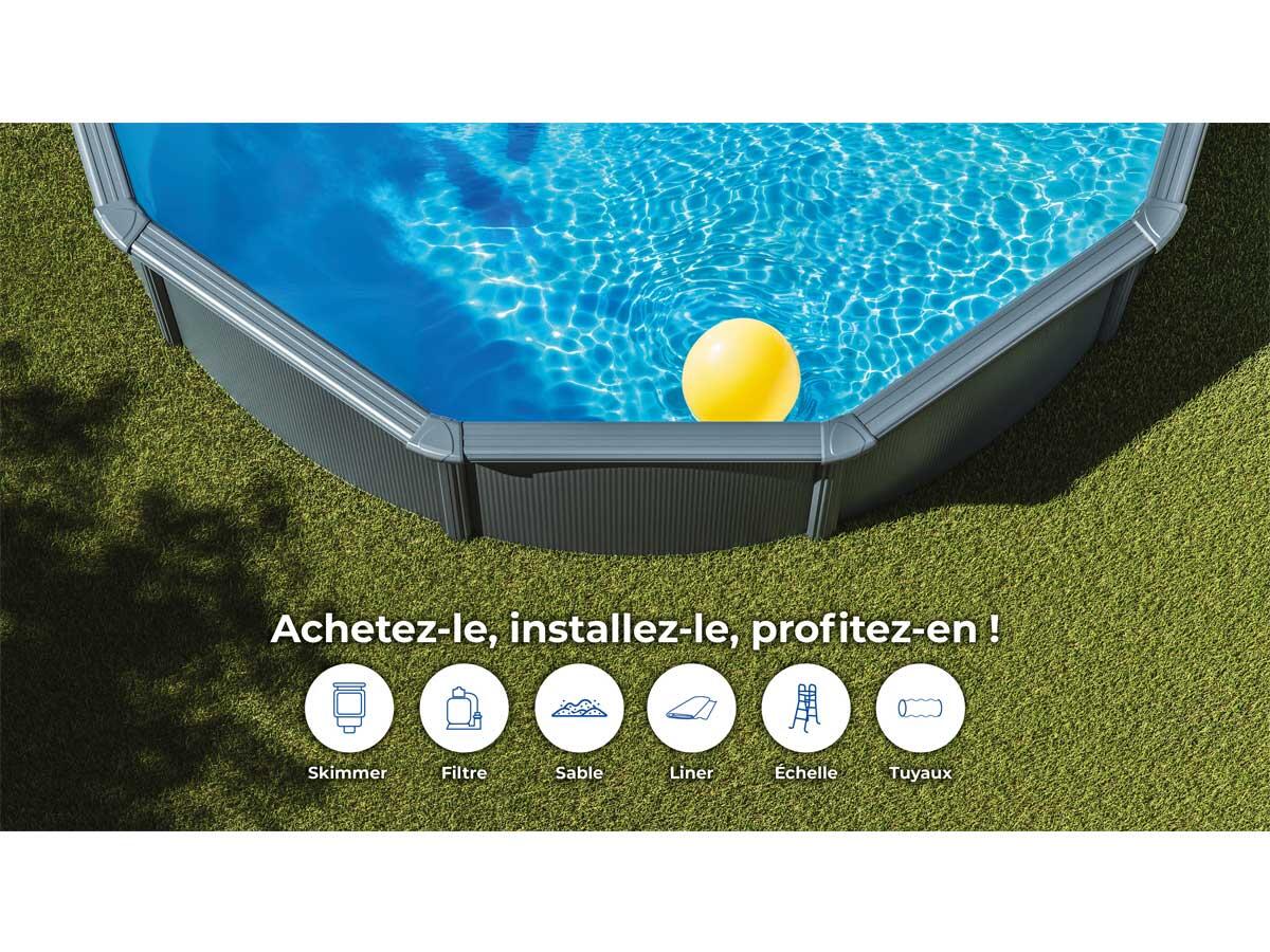 Erhöhtes Rundes Schwimmbecken Gre Anthrazit 132 cm Langlebig 460x132 4/7