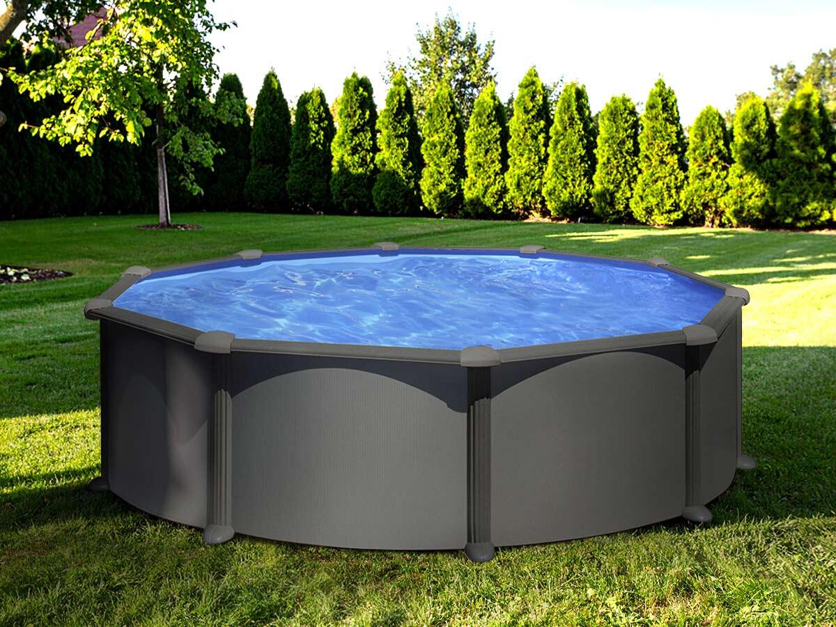 Erhöhtes Rundes Schwimmbecken Gre Anthrazit 132 cm Langlebig 460x132 1/7