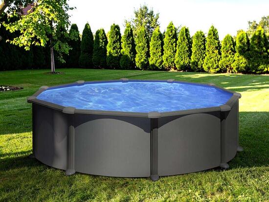 Gre KITPR458GY piscine hors-sol ronde anthracite Ø 460x132 cm acier avec filtre