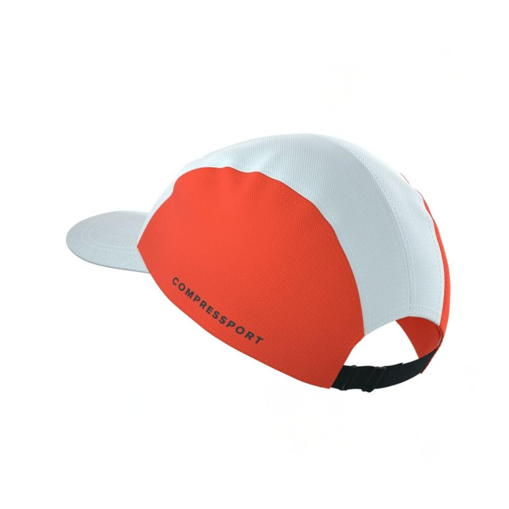 Gorra running 5 Panel Star White/ Tigerlily running Unisex Rojo Compressport 2/3