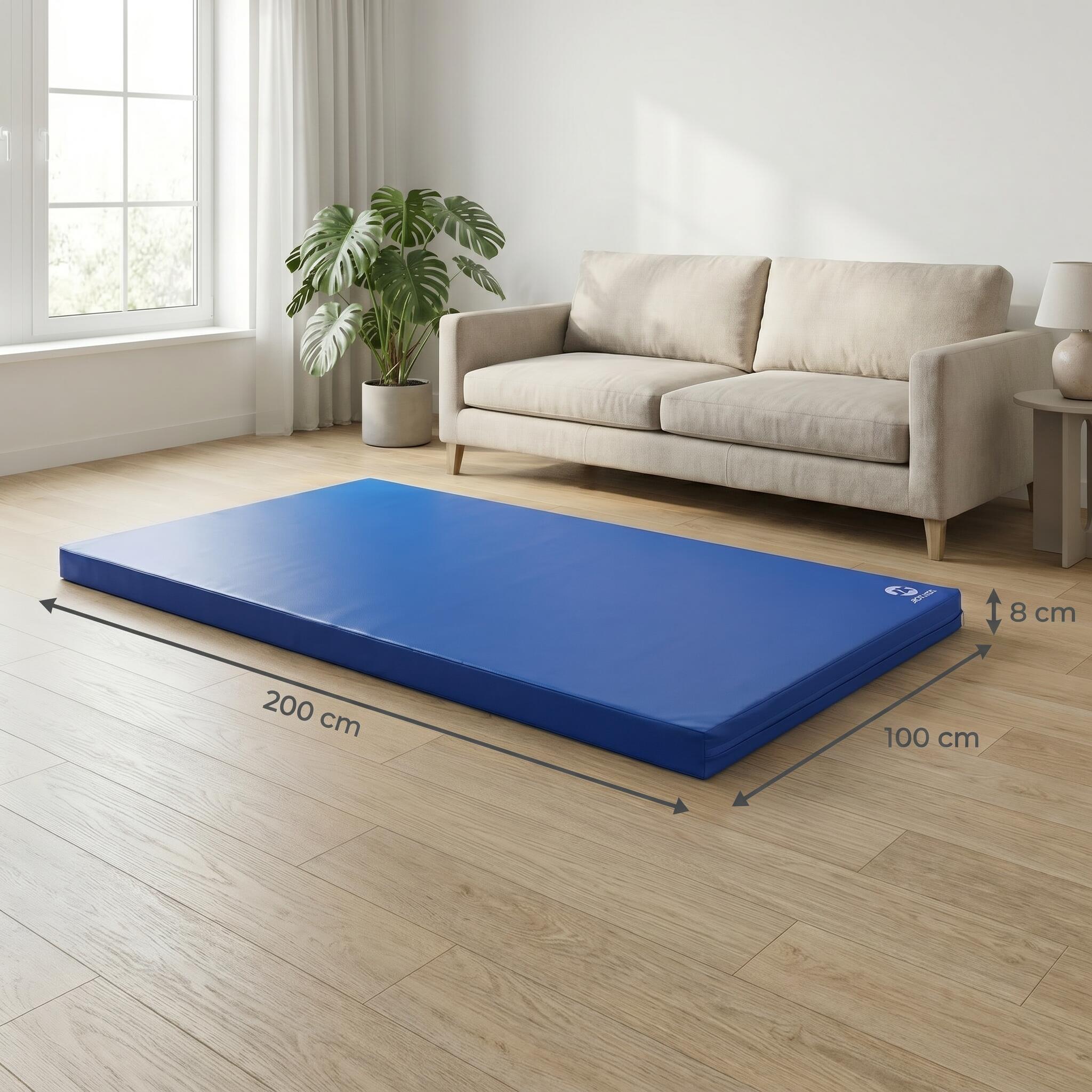 Tapete desportivo 200 x 100 x 8 cm Fitness azul, tapete de espuma Jeflex 4/5