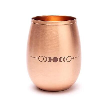 Miedziany kubek na wodę 350ml - Fazy księżyca