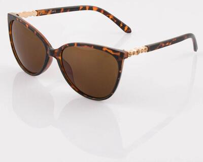 Basley dameszonnebril bruin cat-eye met gouden steentjes