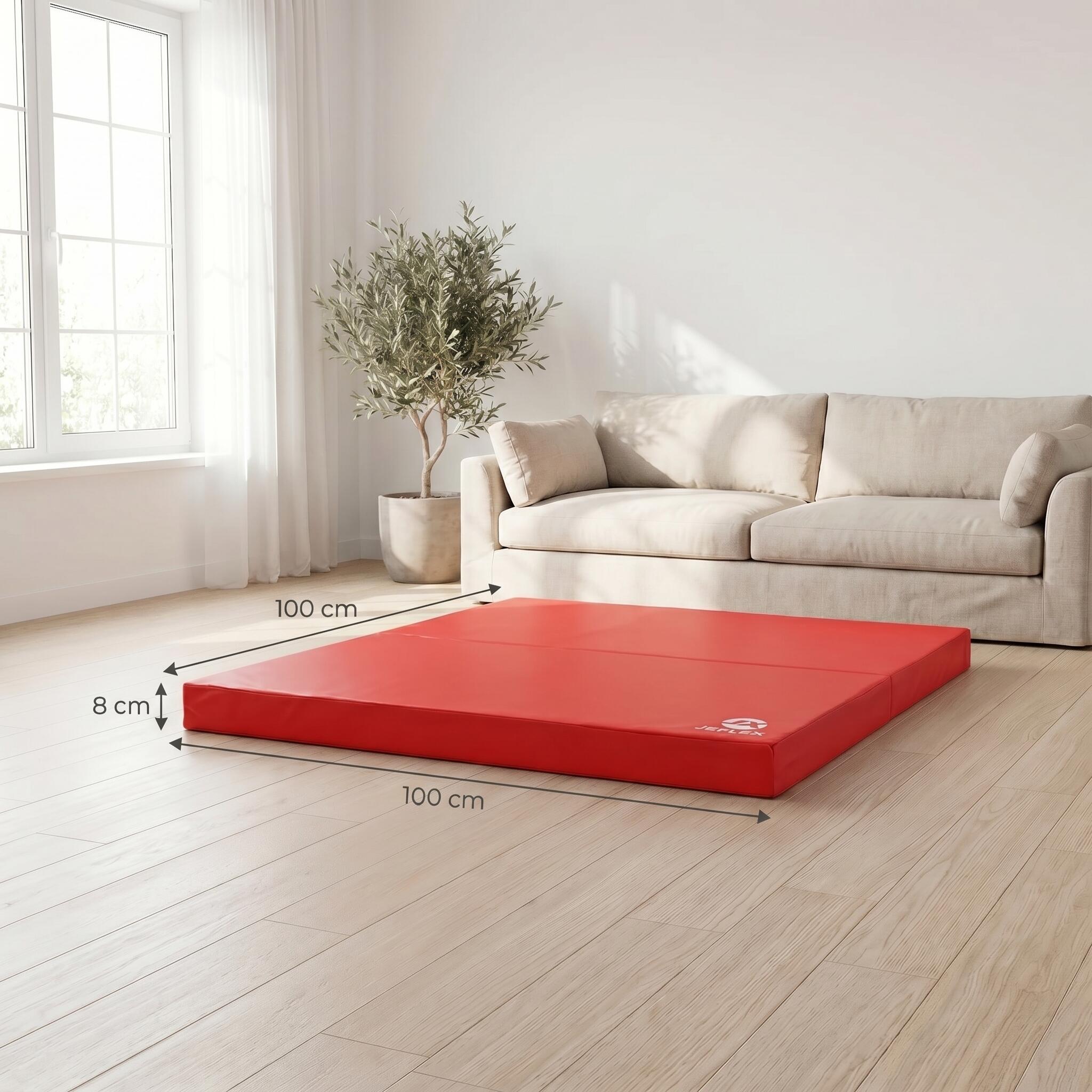 Tappetino sportivo 100 x 100 x 8 cm rosso pieghevole Jeflex 5/5