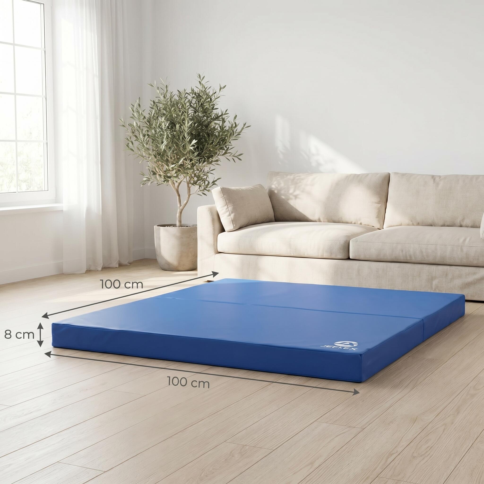 Tappetino sportivo 100 x 100 x 8 cm blu pieghevole Jeflex 5/5