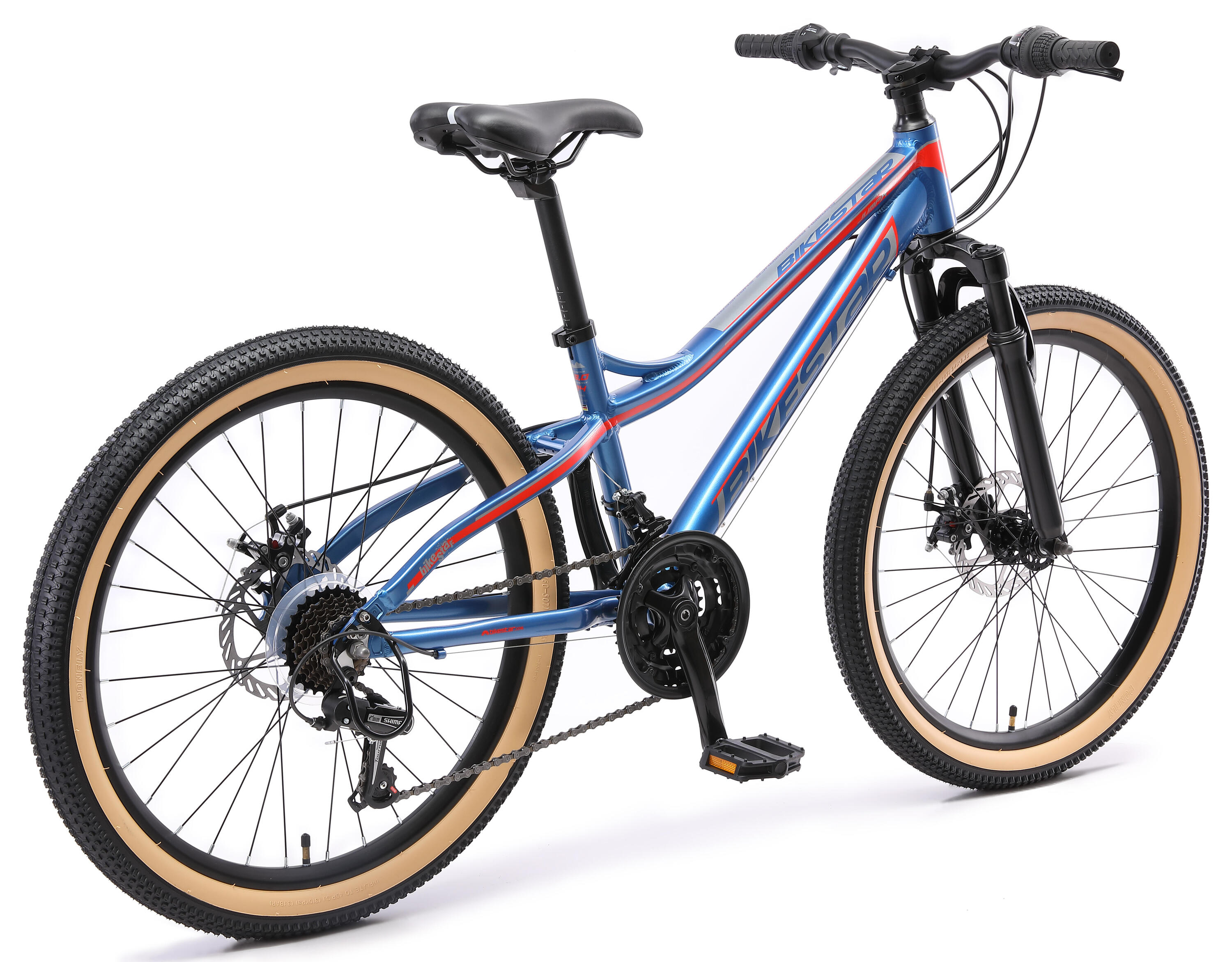 MTB 24" aluminium, kinderfiets 9 jaar, hardtail, 21 versnellingen, schijfremmen 4/7