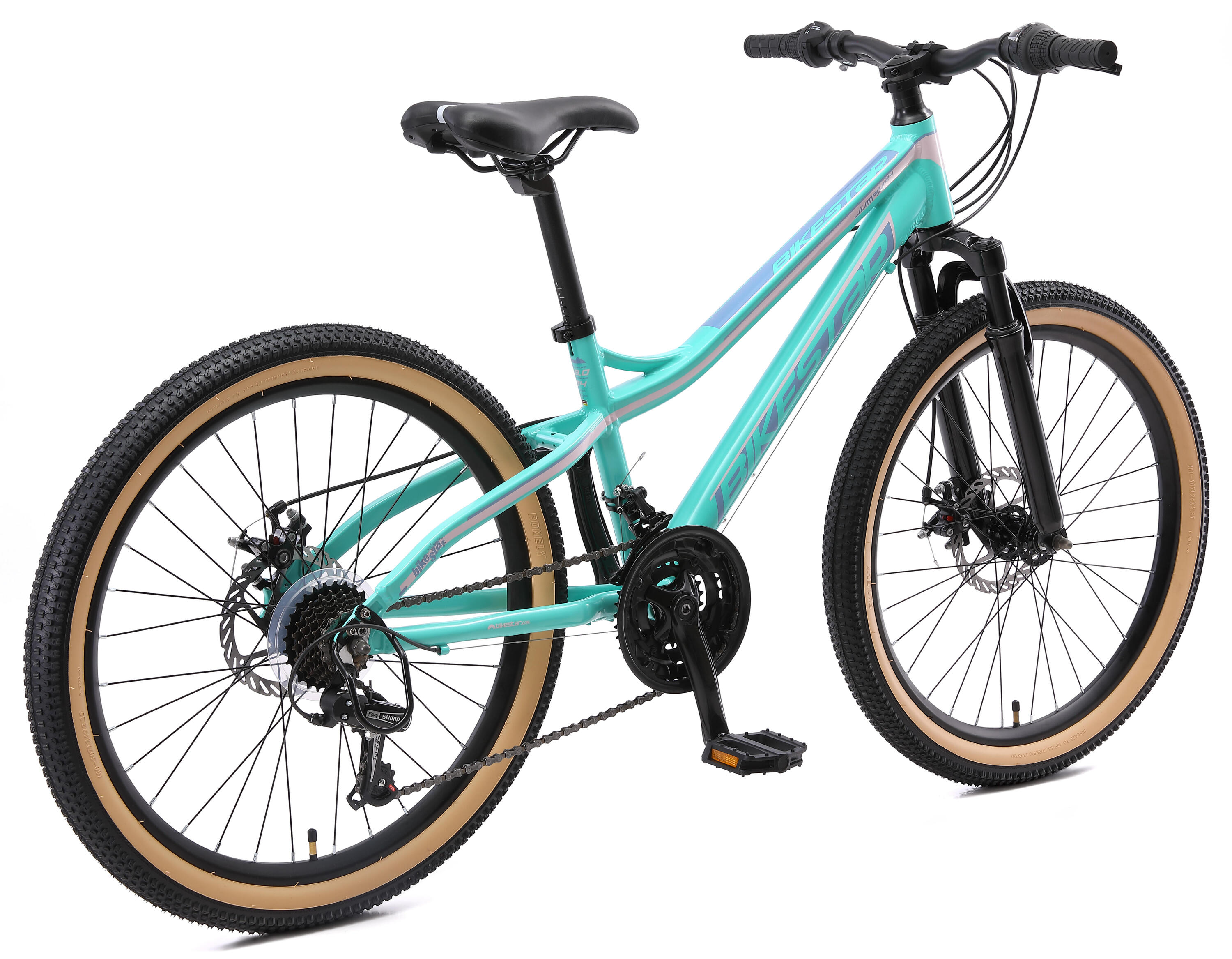 MTB 24" aluminium, kinderfiets 9 jaar, hardtail, 21 versnellingen, schijfremmen 4/7