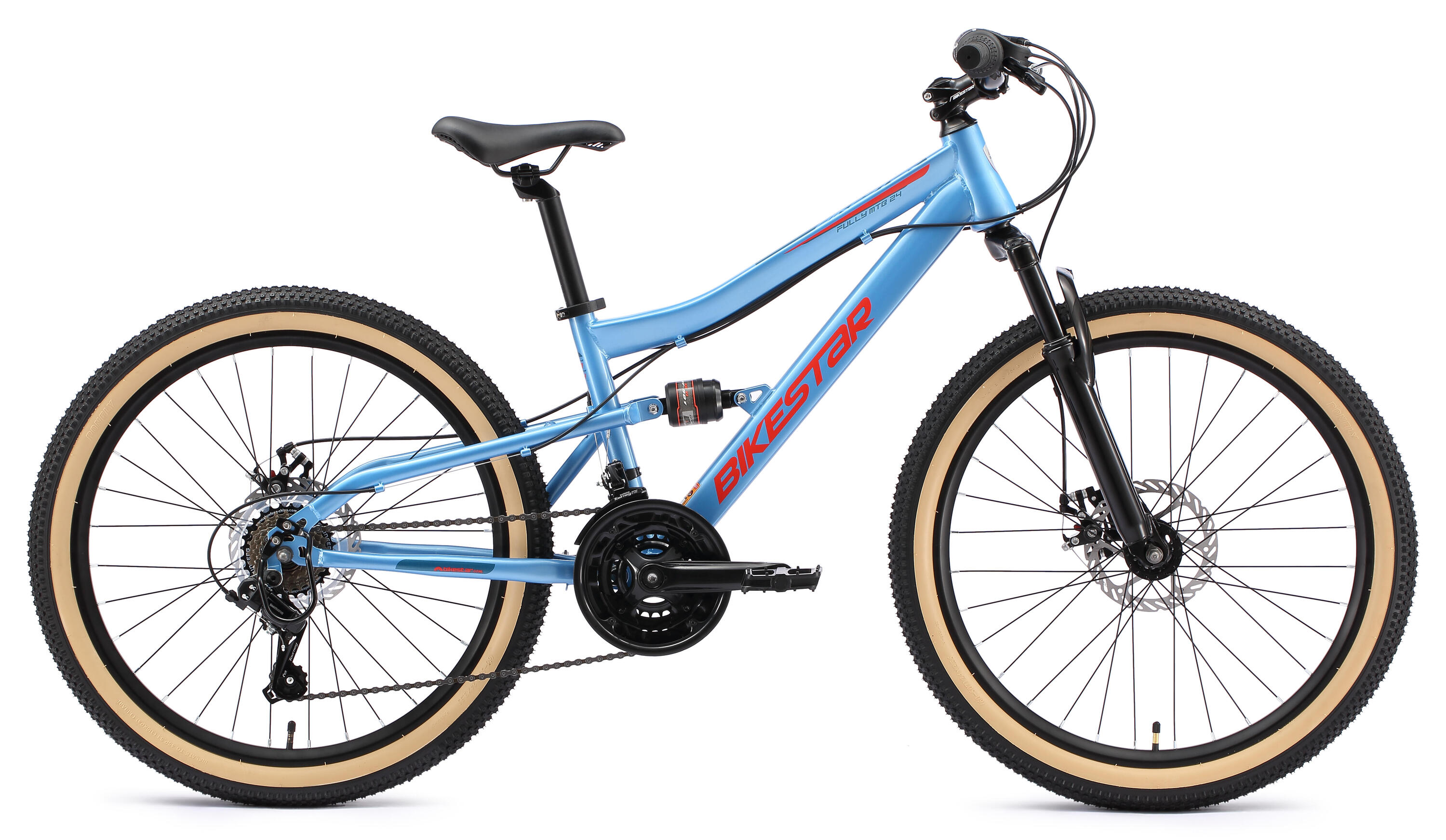 MTB 24" kinderfiets 9 jaar, volledig geveerde, 21 versnellingen, schijfremmen 2/7