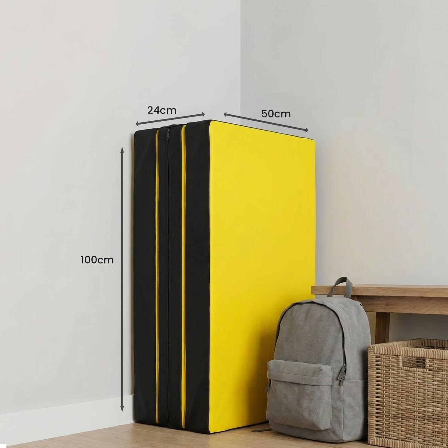 Tapis de gymnastique pliable 150 x 100 x 8 cm, couleur jaune/noir 7/7