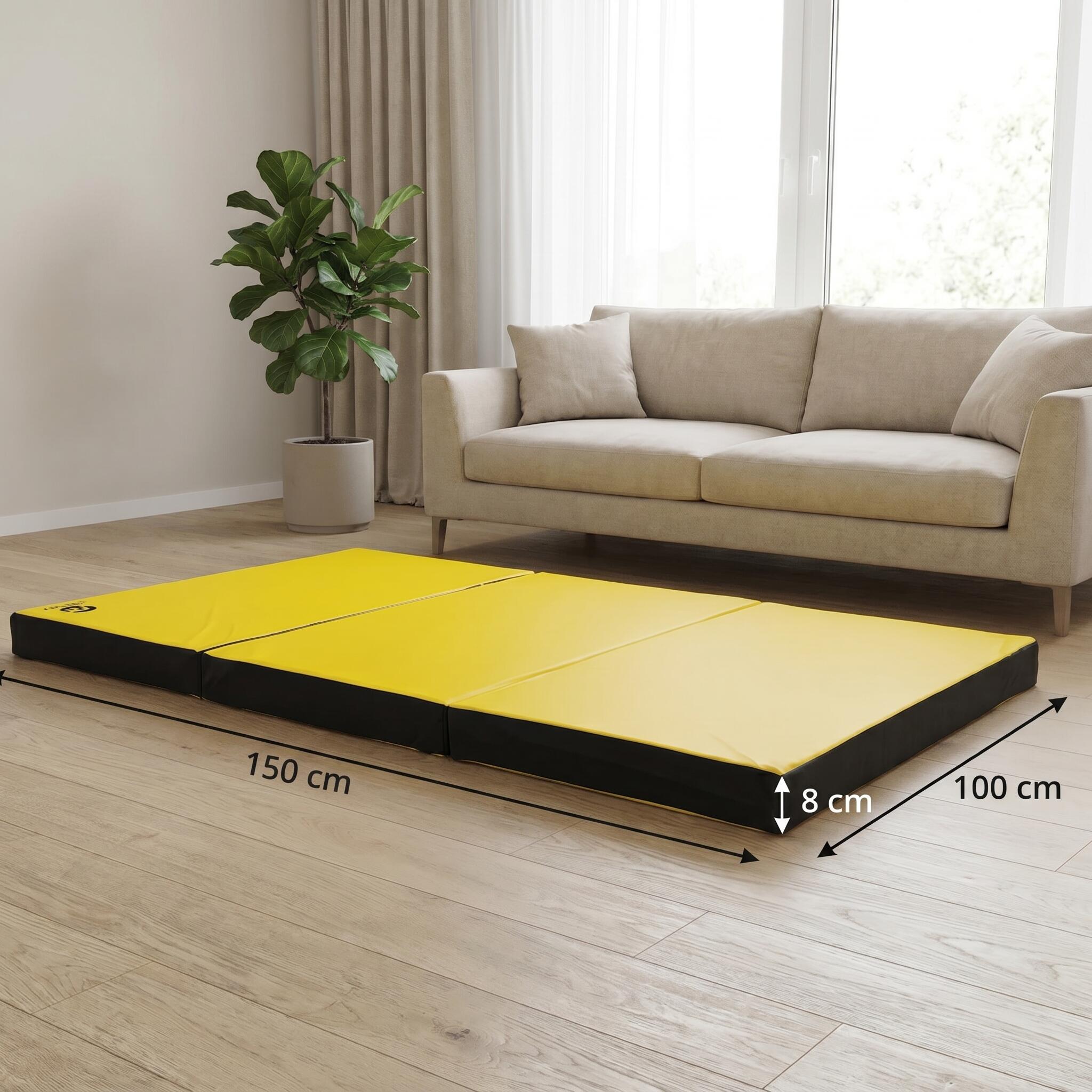 Tapis de gymnastique pliable 150 x 100 x 8 cm, couleur jaune/noir 4/7
