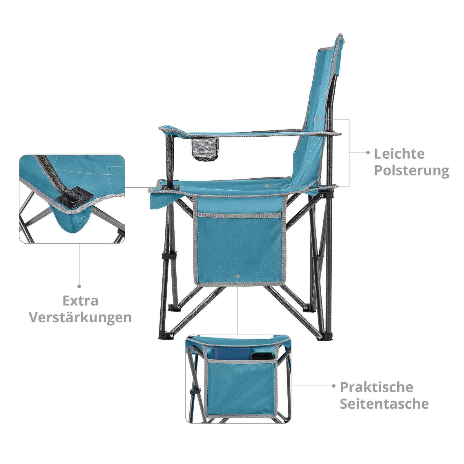 Campingstuhl Tanger Camping Faltstuhl XL Strand Klappstuhl Leicht Stahl  120kg | Decathlon