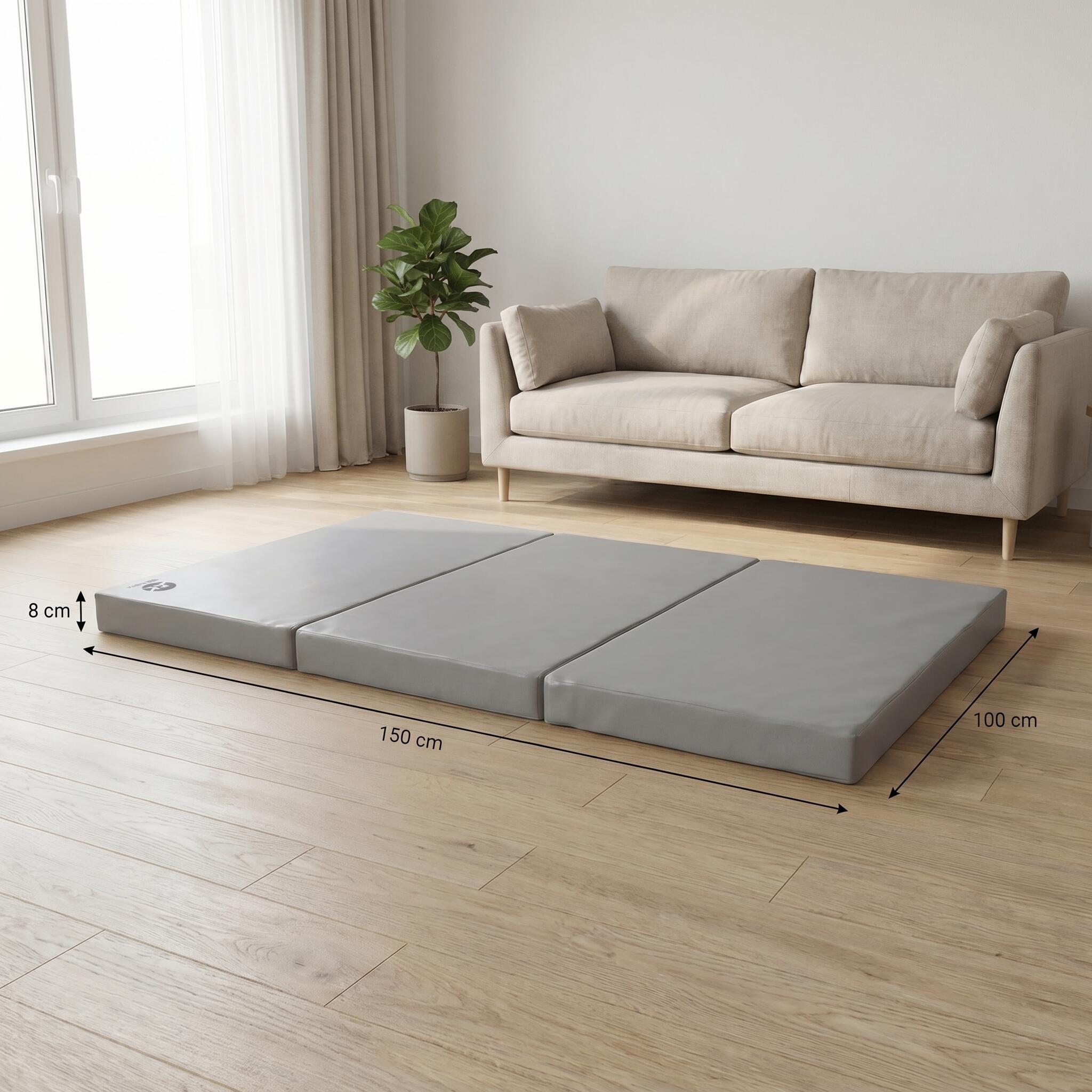 Tapete desportivo 150 x 100 x 8 cm cinza/preto, tapete de espuma dobrável Jeflex 6/7