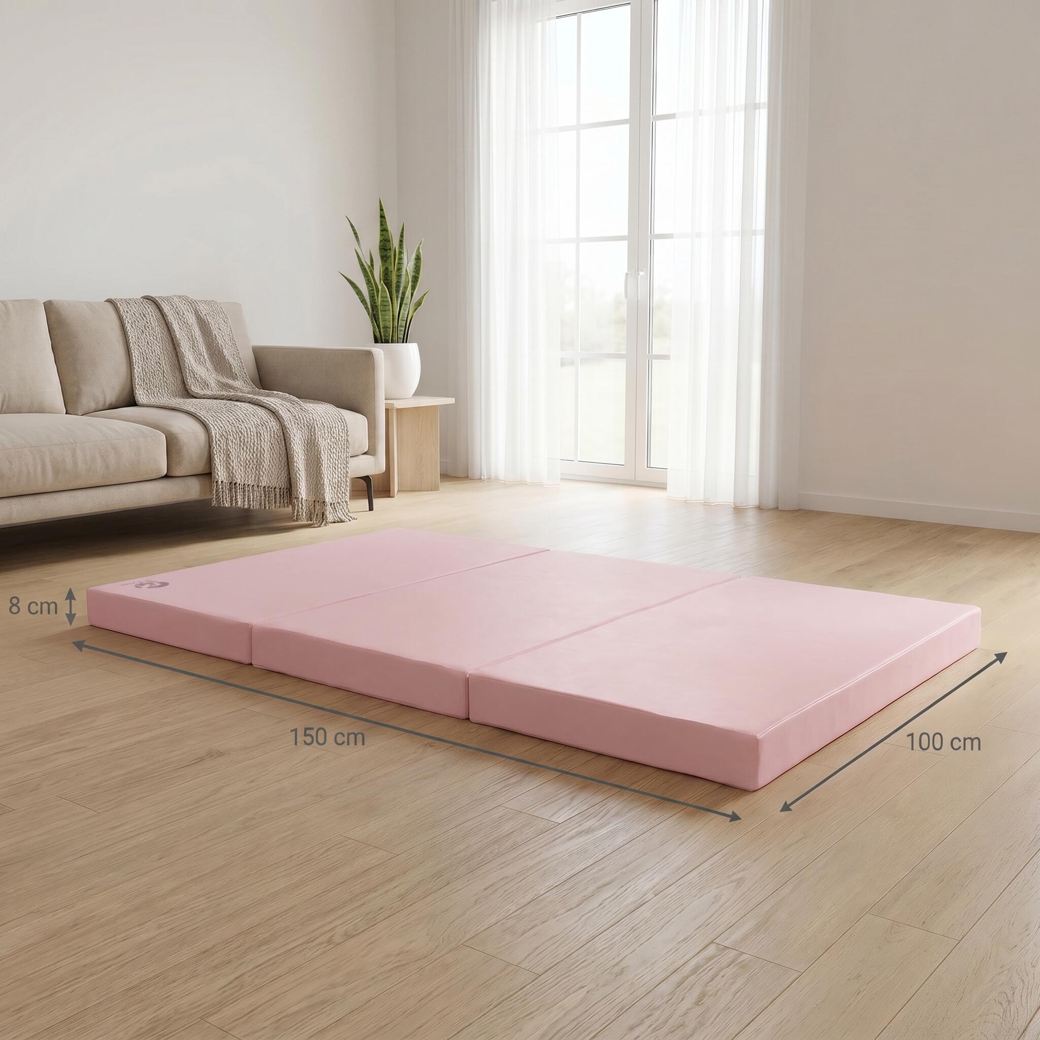 Tapis de gymnastique pliable 150 x 100 x 8 cm rose/beige 6/7
