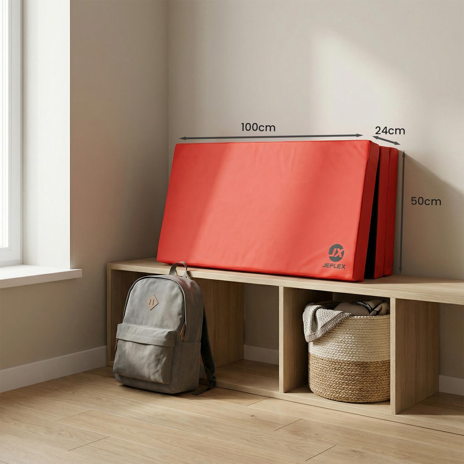 Tappetino sportivo 150 x 100 x 8 cm rosso/nero pieghevole Jeflex 5/6