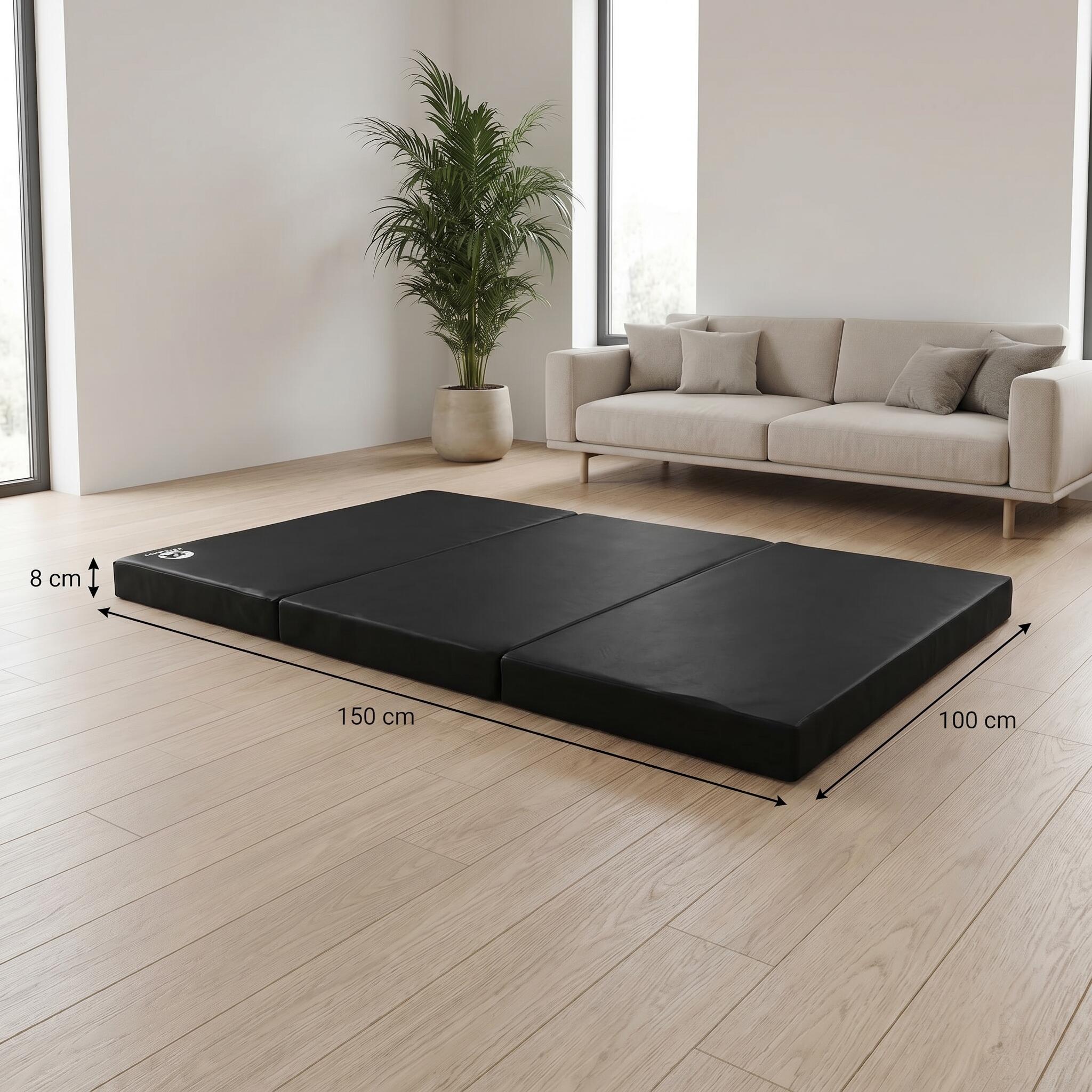 Tapis de gymnastique 150 x 100 x 8 cm noir tapis de sol souple pliable Jeflex 5/7