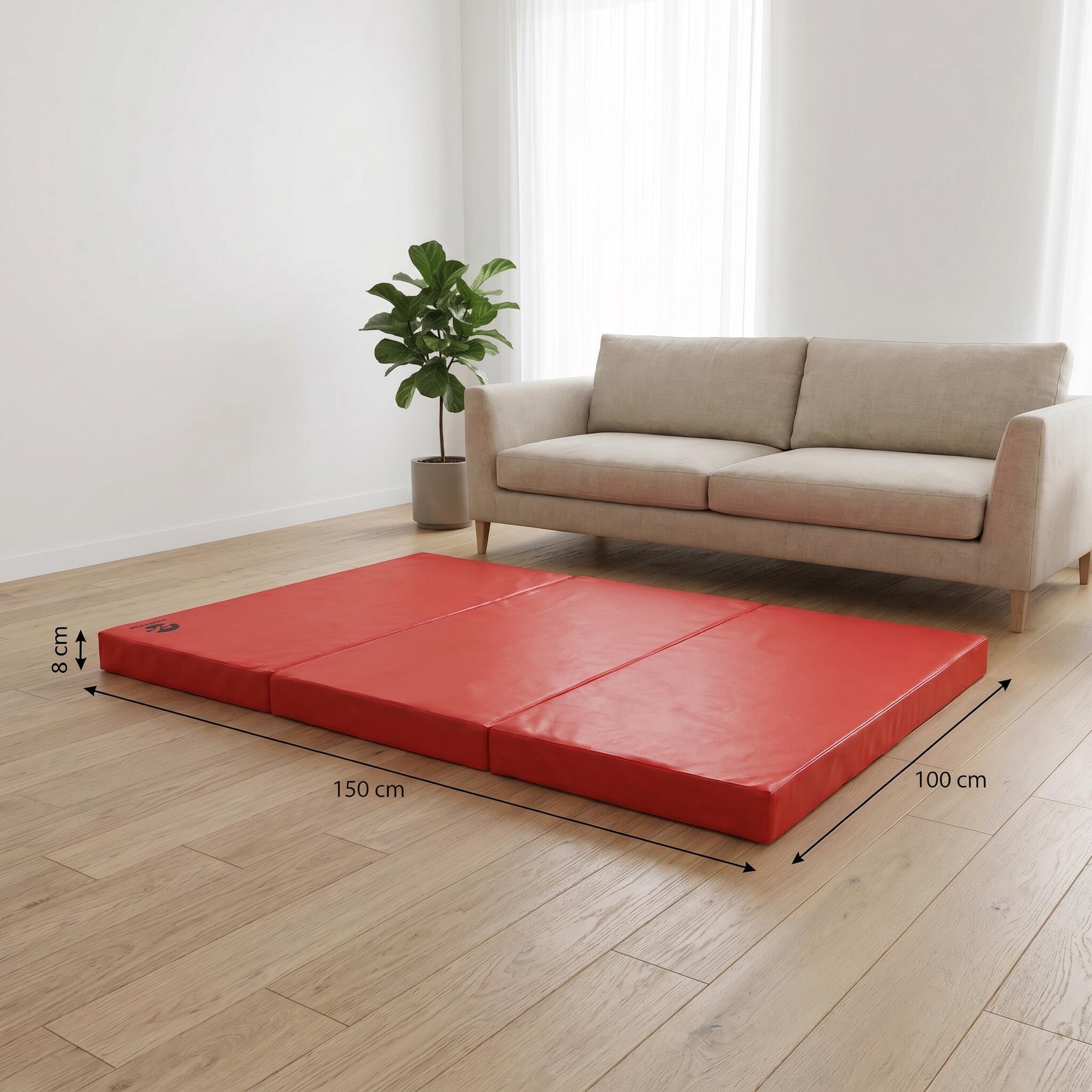 Tappetino sportivo 150 x 100 x 8 cm rosso/nero pieghevole Jeflex 4/6