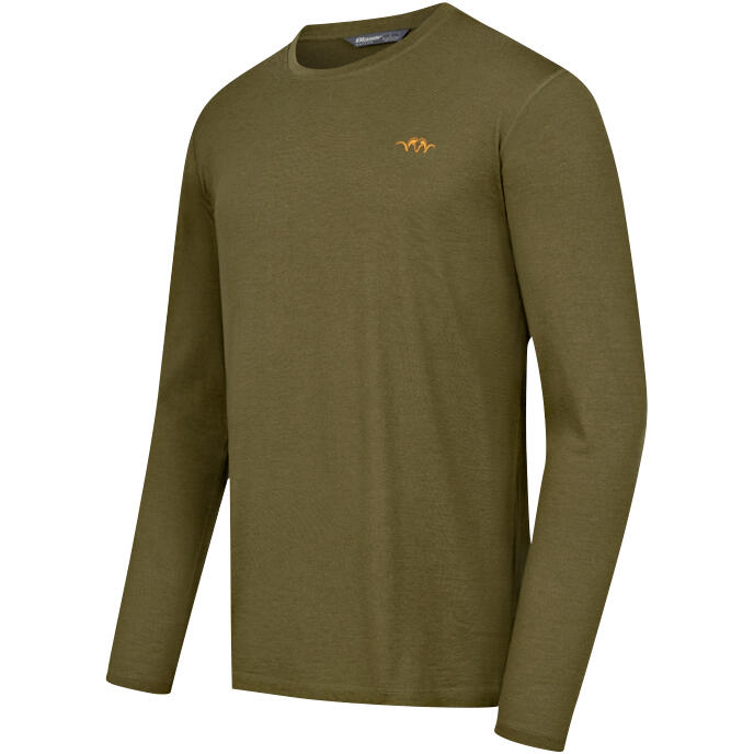 Jagd Merino Langarmshirt 160 warm Grün atmungsaktiv 2/4