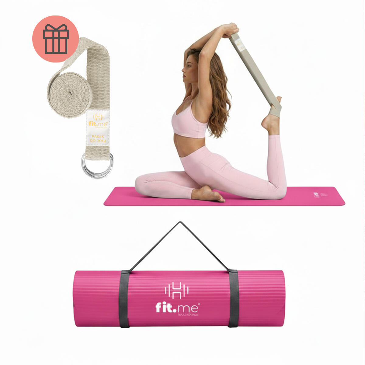 Mata do ćwiczeń i jogi NBR 1,5 cm z uchwytem Fit.me 2/7
