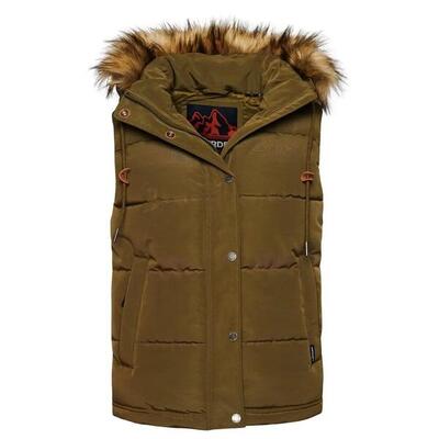 Mouwloos donsjack van imitatiebont voor dames superdry everest